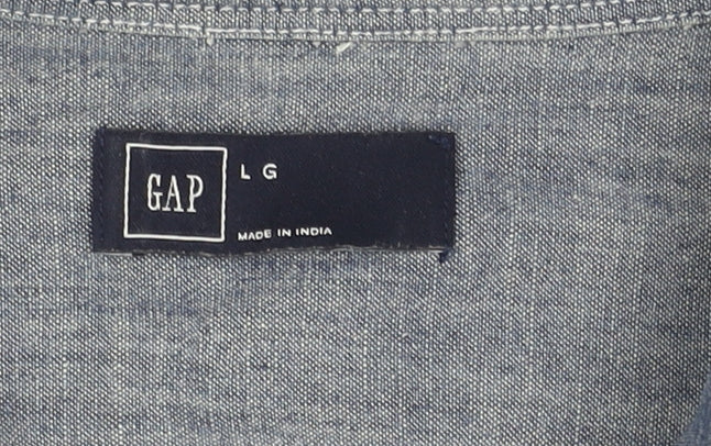 Gap Men's Blue Chambray Shirt L - Button-Up Casual