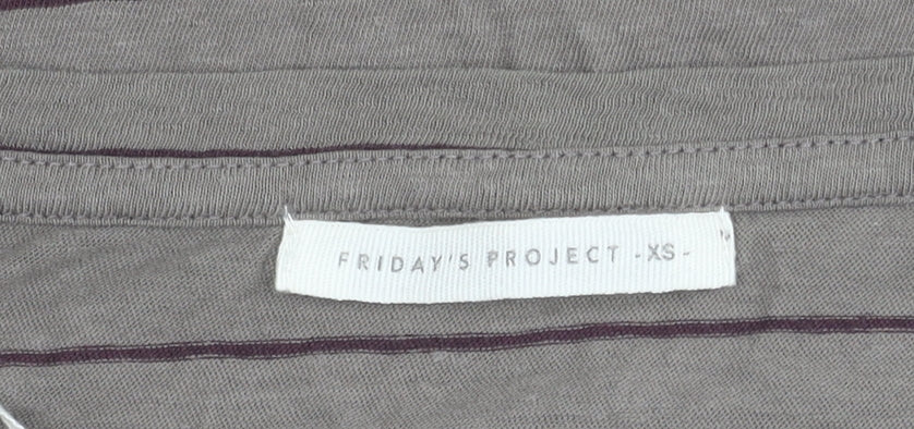 Friday's Project Women's Grey Striped Long Sleeve Top XS