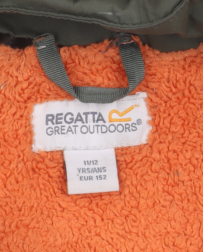 Regatta Boys Green Parka Coat with Hood, Size 11 Years