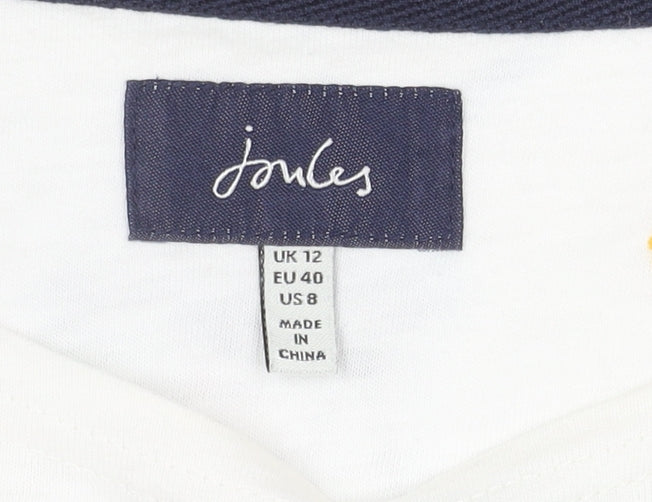 Joules Women’s White Floral 3/4 Sleeve Top, Size 12