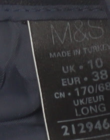 Marks and Spencer Women's Blue Check Trousers - Size 10