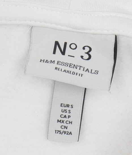 H&M Essentials Men's White S Pullover Hoodie