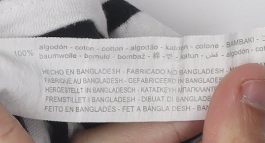 ZARA Women's Striped T-Shirt - Black/White, Size S