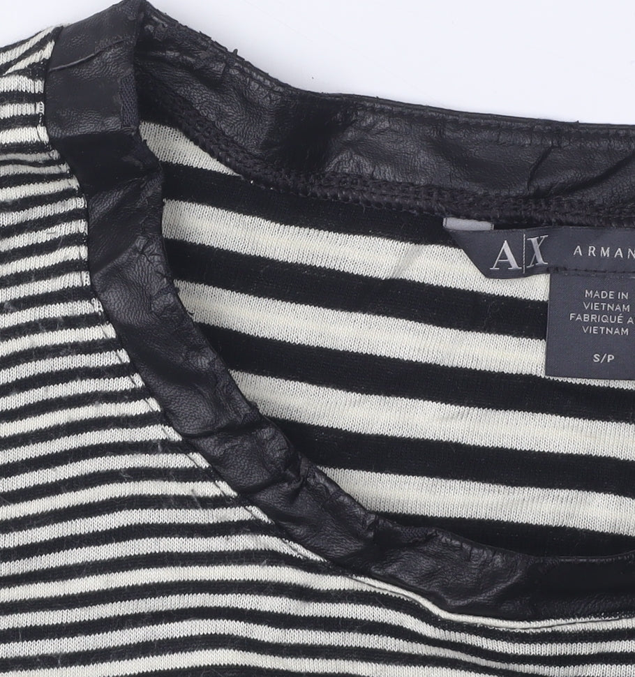 Armani Exchange Women's Striped T-Shirt, Size S, Black