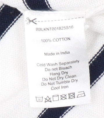 Brakeburn Womens White Striped Pullover Jumper Size 14