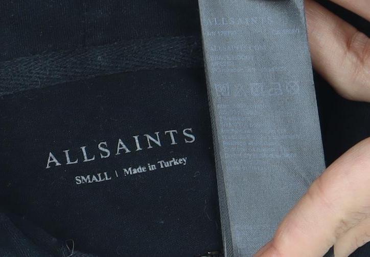 AllSaints Men's Black Full Zip Hoodie, Size S