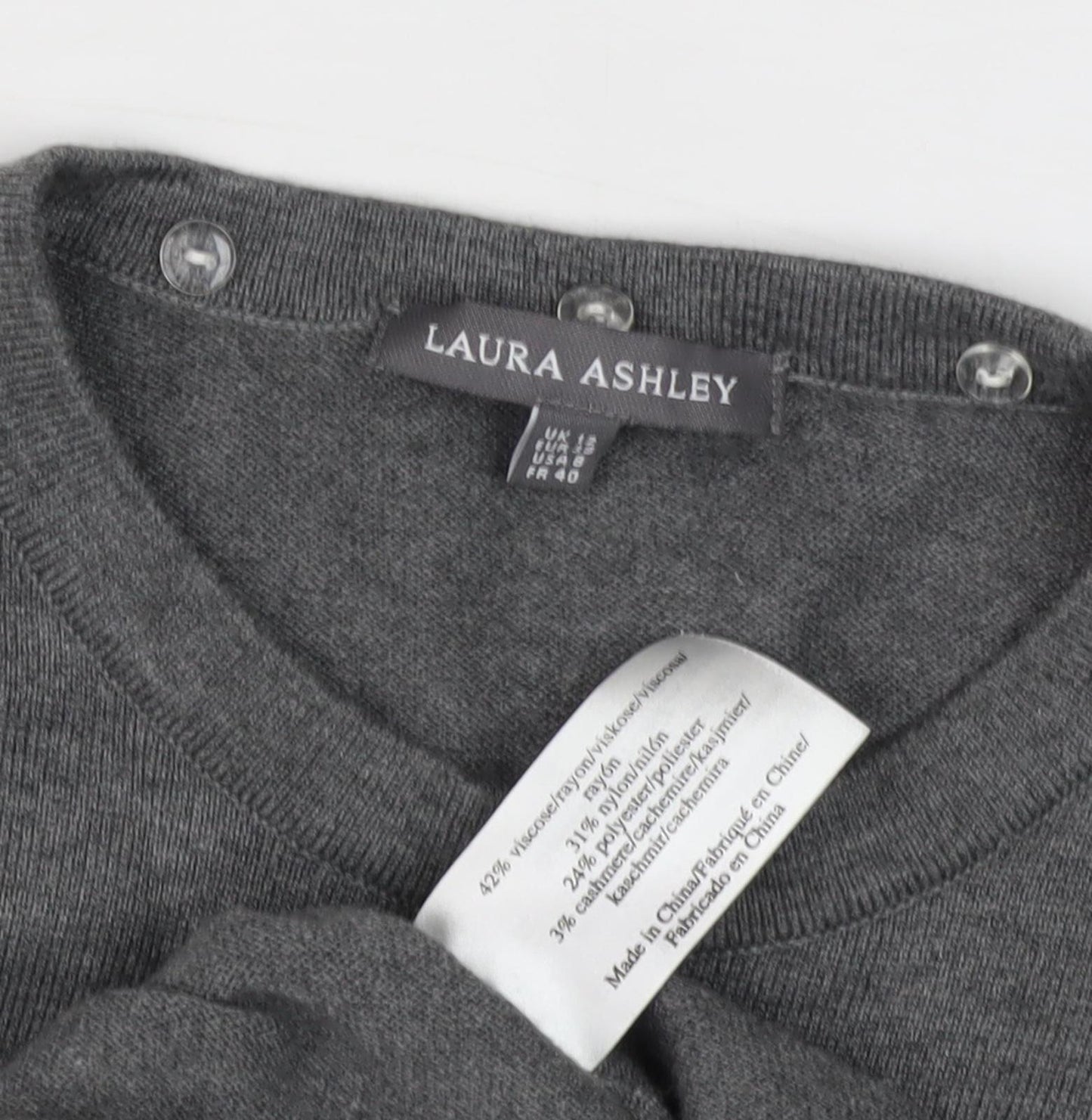 Laura Ashley Women's Grey Pullover Jumper Size 12