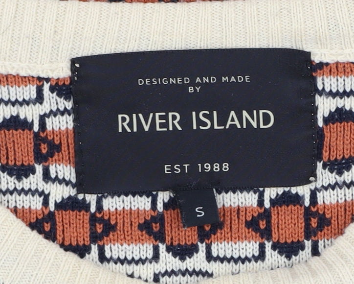 River Island Men's Multicoloured Geometric Pullover S