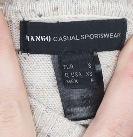 Mango Women's Beige Tunic Jumper, Size 10, Roll Neck