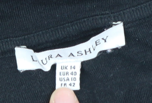 Laura Ashley Women's Black Boat Neck T-Shirt Size 14