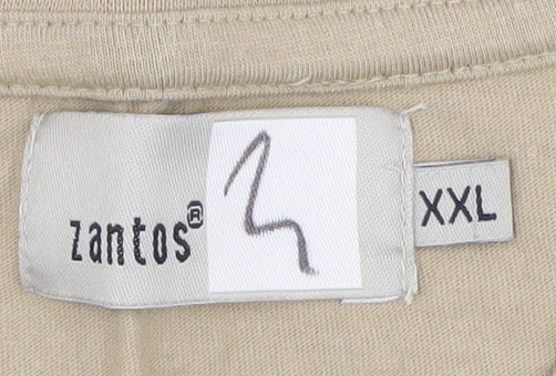 Zantos Men's Beige V-Neck T-Shirt 2XL Jersey