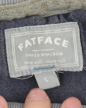 FatFace Men's Blue Striped Polo, Size L, Cotton