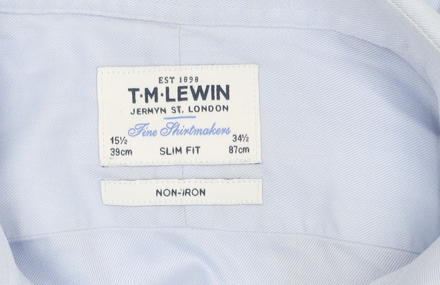 T.M.Lewin Men's Blue Slim Fit Long Sleeve Shirt