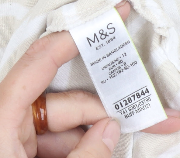 Marks and Spencer Women's Beige Striped Top, Size 12