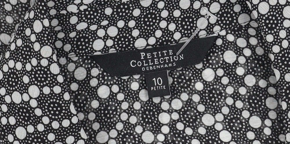 Debenhams Women's Black Polka Dot Button-Up Shirt Size 10
