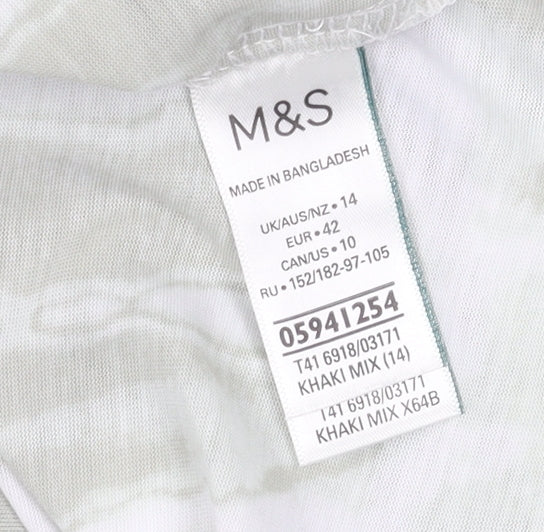 Marks and Spencer Women's Green V-Neck T-Shirt Size 14