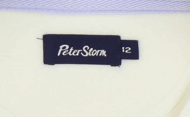 Peter Storm Women's Ivory Fleece Pullover Sweatshirt, Size 12