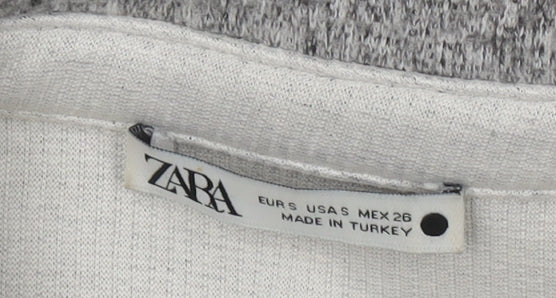 Zara Men's Grey Long Sleeve Knit Shirt - Size S