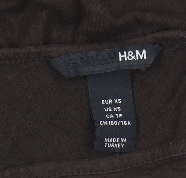 H&M Women's Brown Floral V-Neck Tunic Tank XS