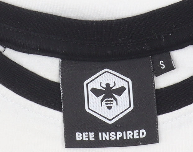 Bee Inspired Men's Black & White Rose T-Shirt, Size S