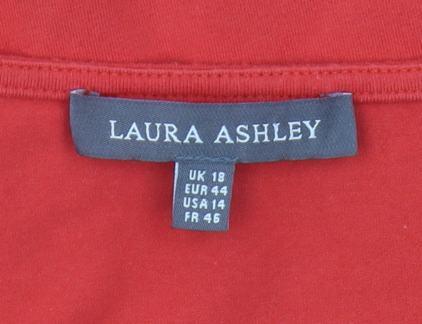 Laura Ashley Red Women's Floral Embroidered Blouse Size 18