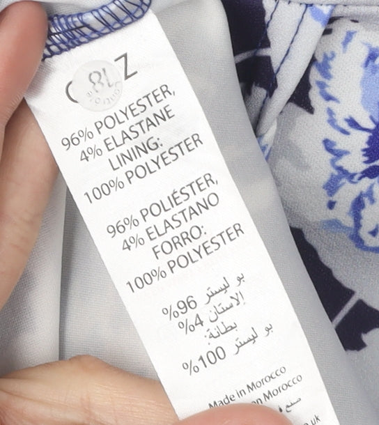 Quiz Women's Blue Floral Wrap Dress, Size 14