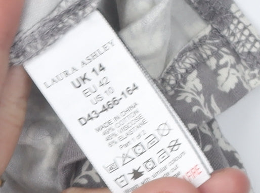 Laura Ashley Women's Grey Floral Blouse Size 14