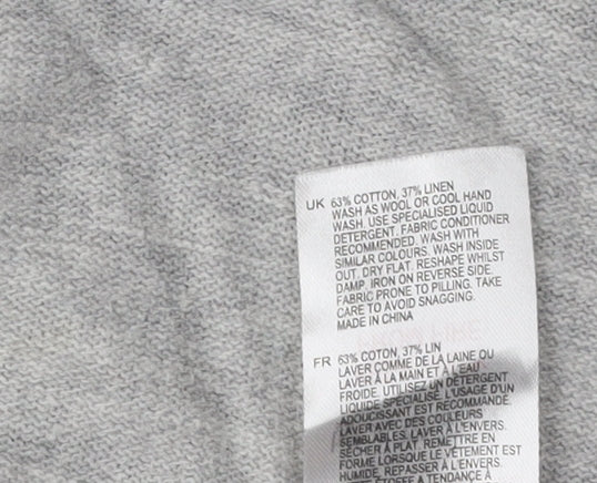 White Stuff Women's Grey V-Neck Polka Dot Pullover Jumper