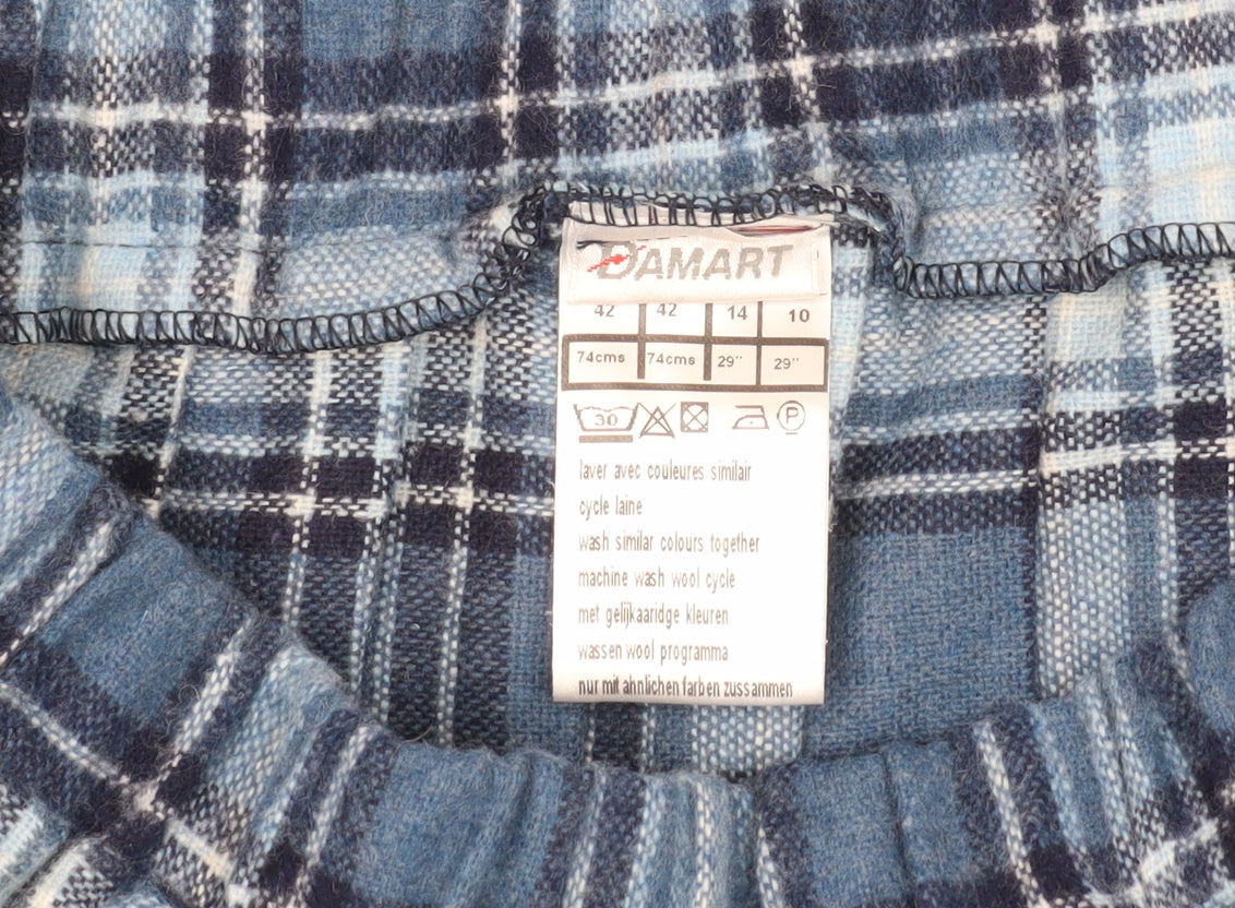 Damart Women's Blue Pleated Wool Skirt UK 14