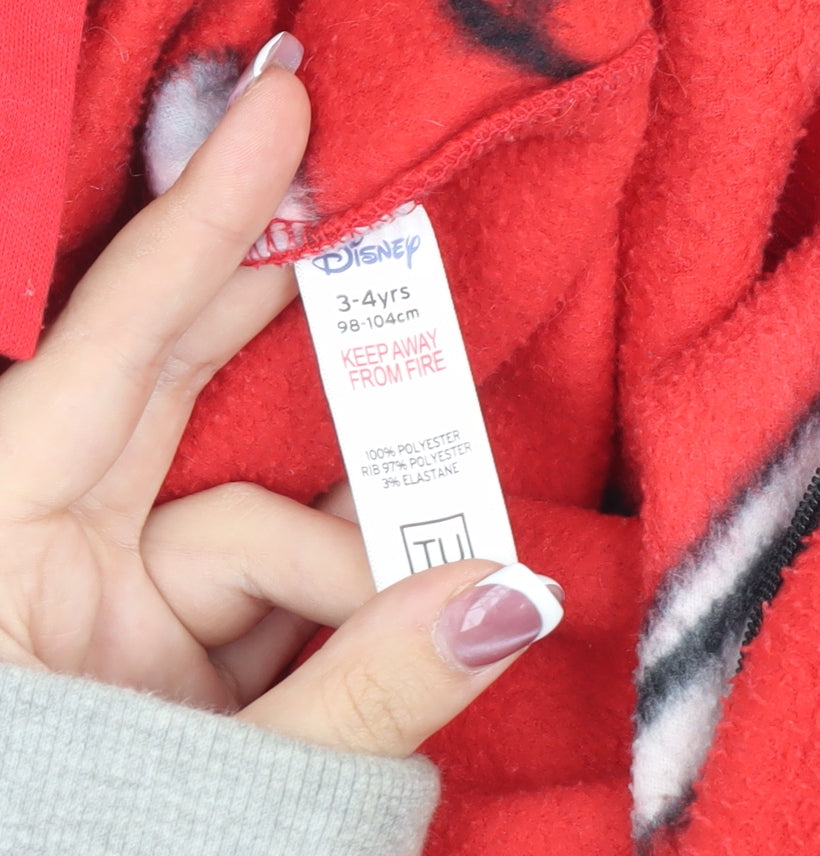 Disney Cars Boys 3-4 Years Red Black One Piece Fleece Onesie