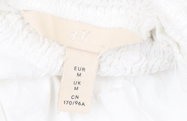 H&M Women's White Embroidered Blouse M