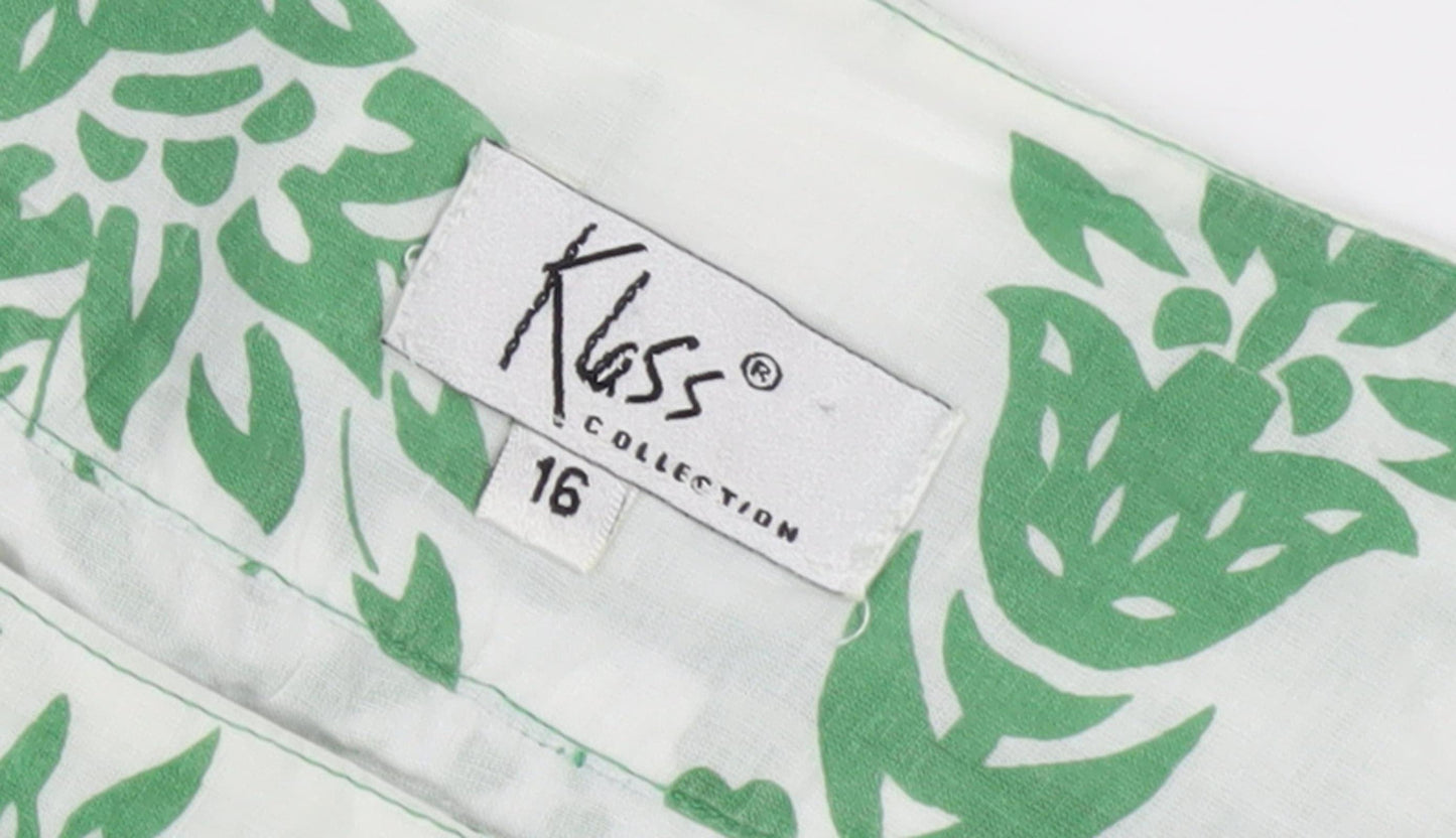 Kiss Women's Floral Green A-Line Knee Length Skirt