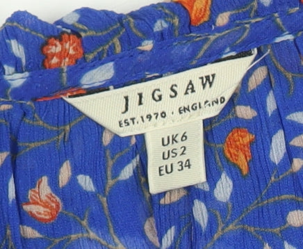 Jigsaw Women's Blue Floral Tunic Blouse Size 6