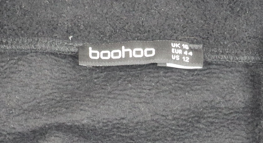 Boohoo Women's Black Full Zip Sweatshirt Size 16