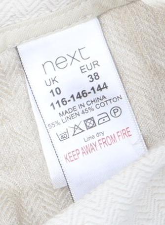 Next Women's Beige Pencil Skirt Size 10 Cotton Linen