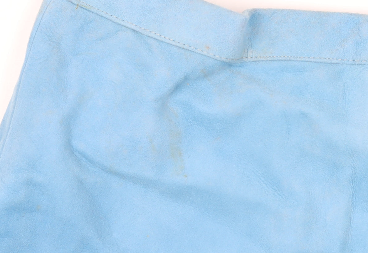 Batelle Women's Blue Suede Midi A-Line Skirt, Size 16