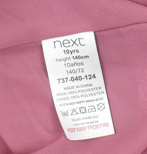 Next Girls Pink Knee Length Shift Dress, Size 10 Years