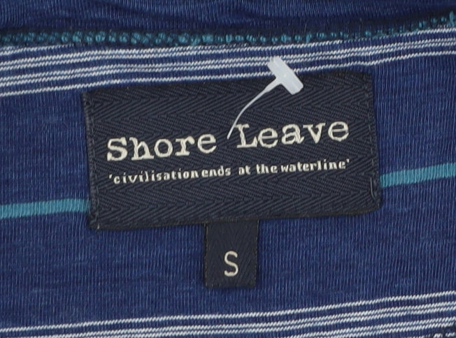 Shore Leave Men's Blue Striped Cotton T-Shirt Size S