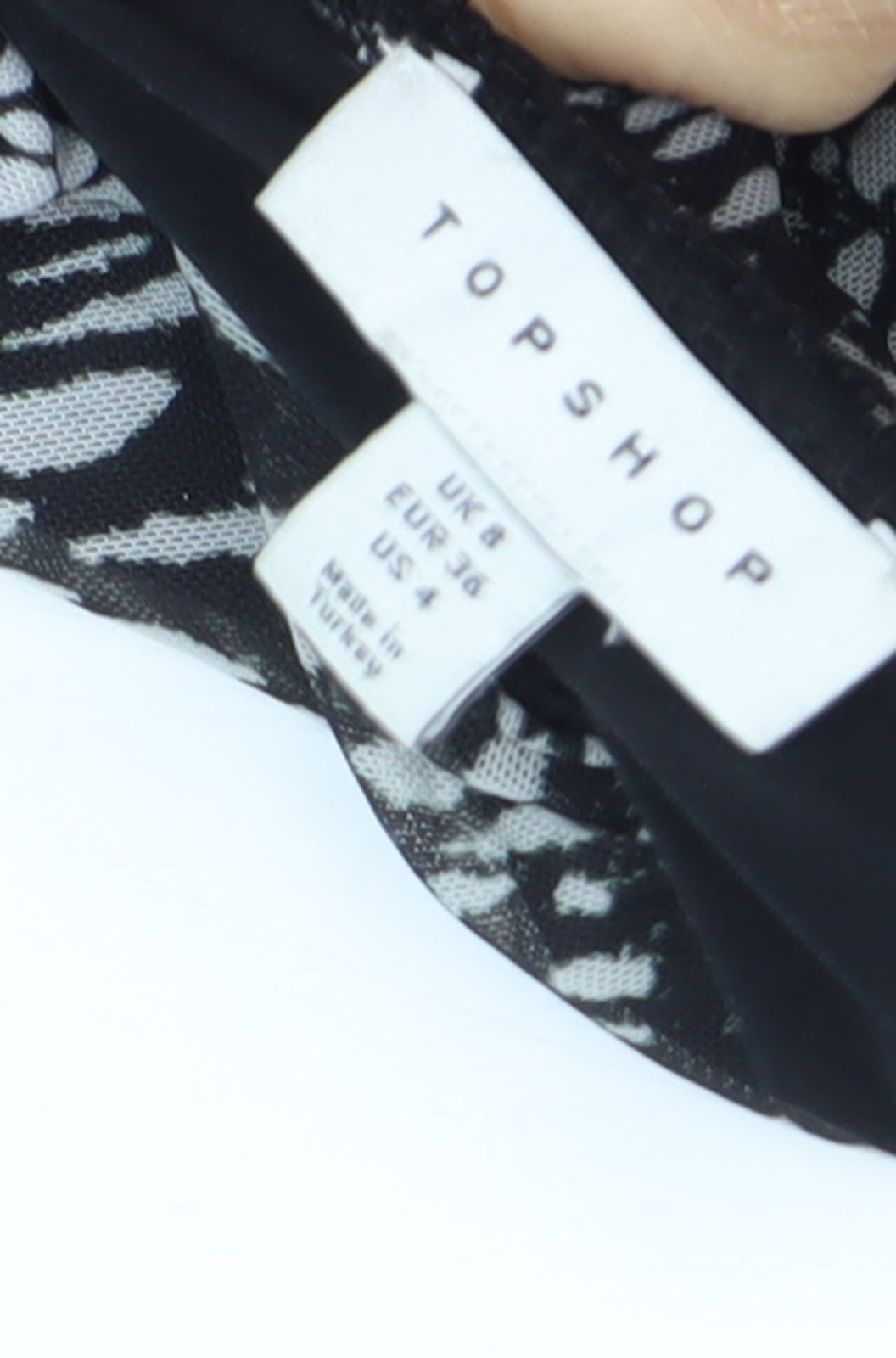 Topshop Women's Black Animal Print Skirt Size 8