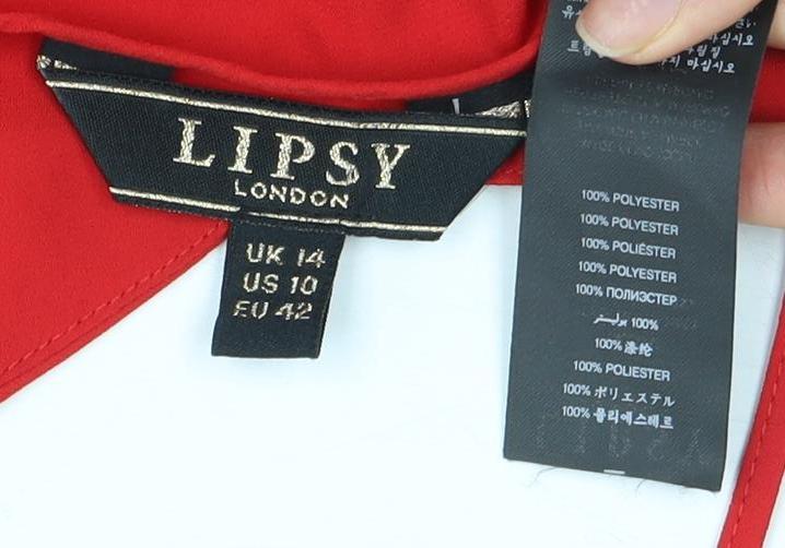 Lipsy Women Red Camisole Top Size 14 V-Neck Sleeveless