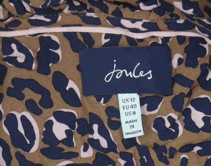 Joules Women's Brown Animal Print A-Line Midi Dress 12