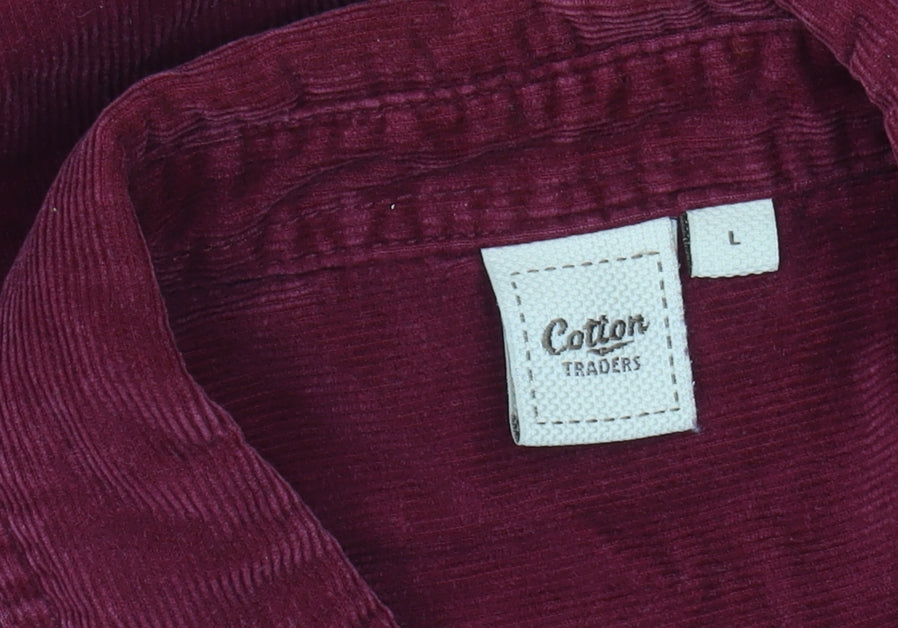 Cotton Traders Men's Red Corduroy Long Sleeve Shirt L