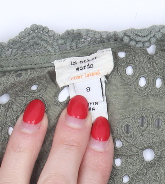 River Island Women's Green Cropped Blouse