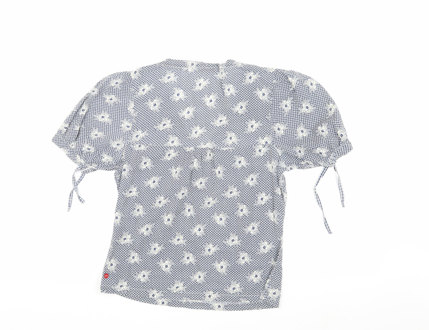 O'Neill Women's Blue Floral Cotton Blouse M Short Sleeve