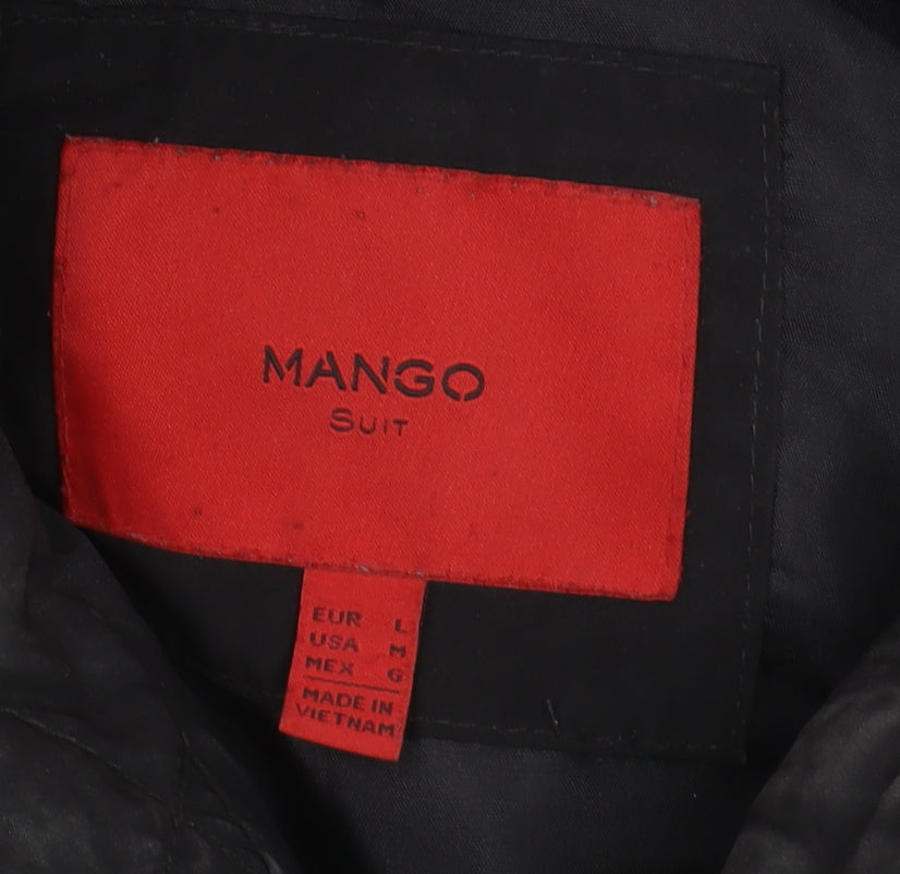 Mango Women's Black Puffer Jacket Size 14 Winter Hooded