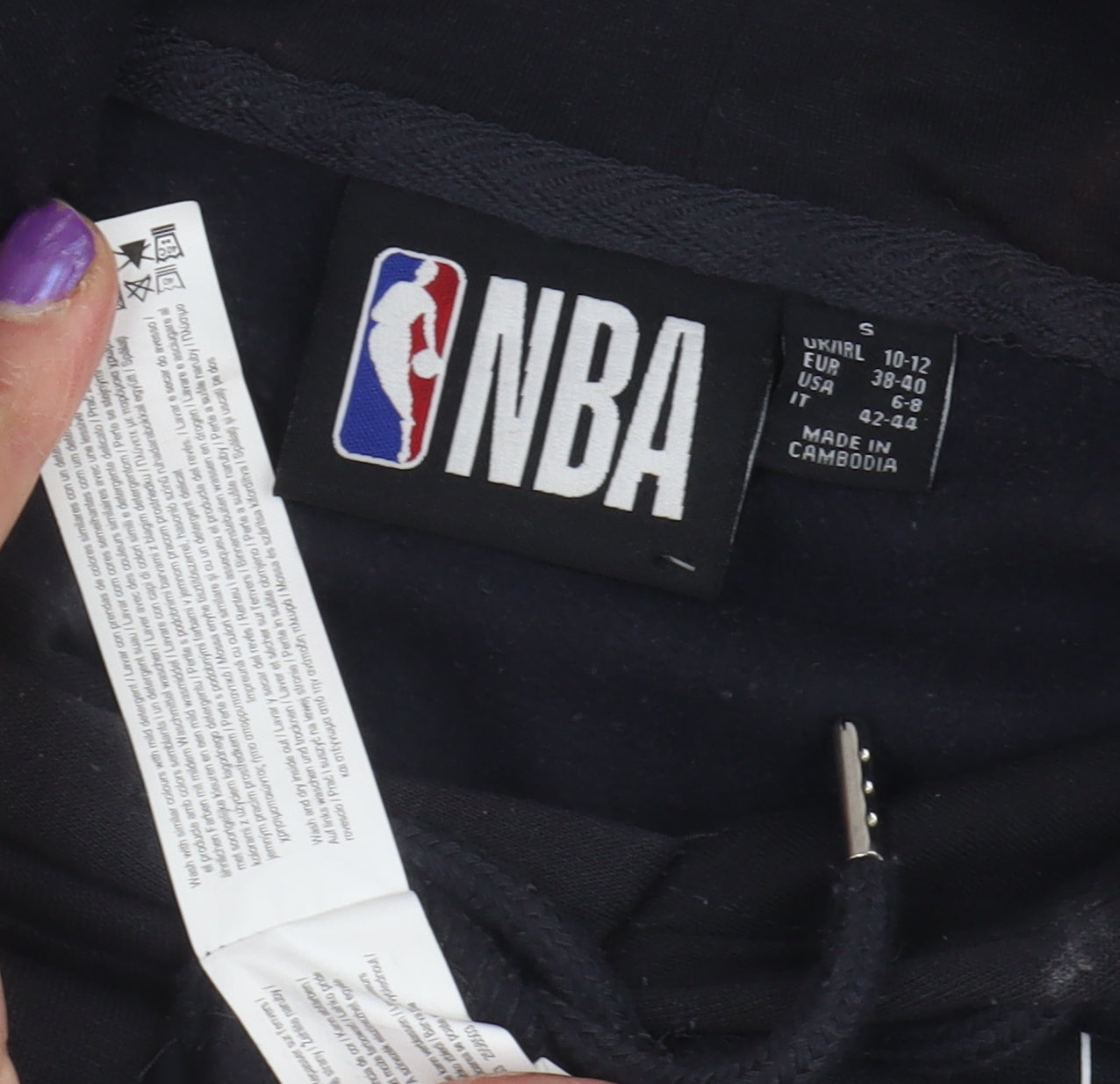 NBA Men's Black S Pullover Hoodie with Logo