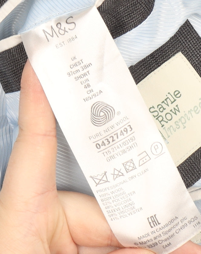 Marks and Spencer Men's Grey Wool Blazer 38 Short