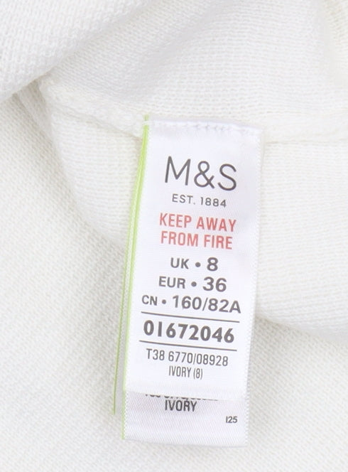 Marks and Spencer Ivory Beaded Women's Pullover Jumper Size 8
