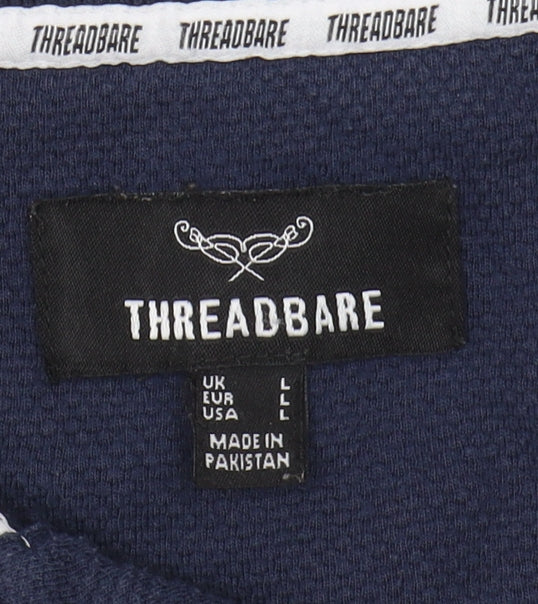 Threadbare Men's Blue Polo Shirt L Cotton Blend