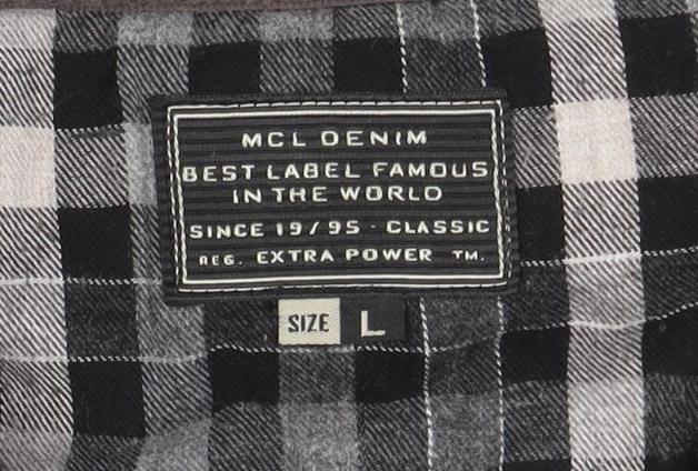 MCL Denim Men's Black Check Pullover Sweatshirt L